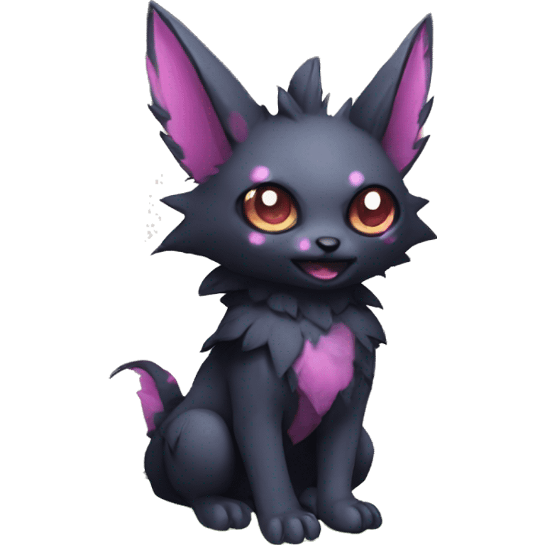 Kawaii edgy fantasy dark-themed animal hybrid Fakemon full body emoji