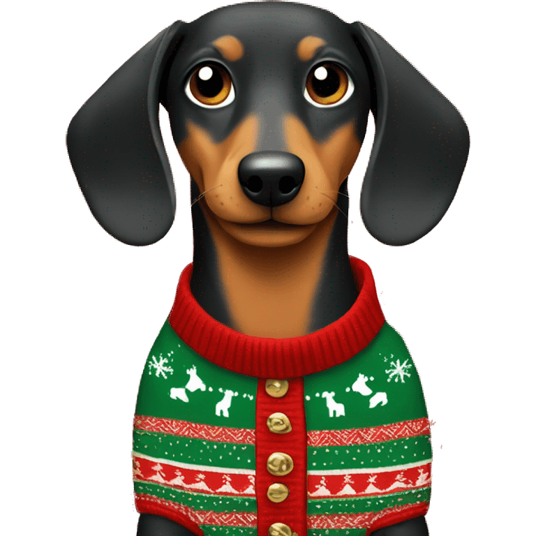 Dashund wearing Christmas sweater emoji