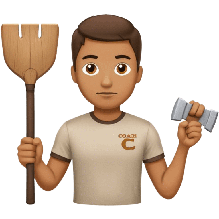 guy with a "coach" tshirt, and a pickax emoji