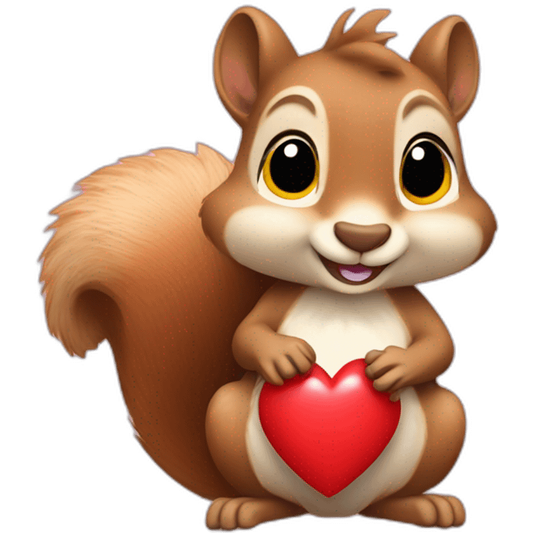 a squirrel holds a red heart in its paws emoji