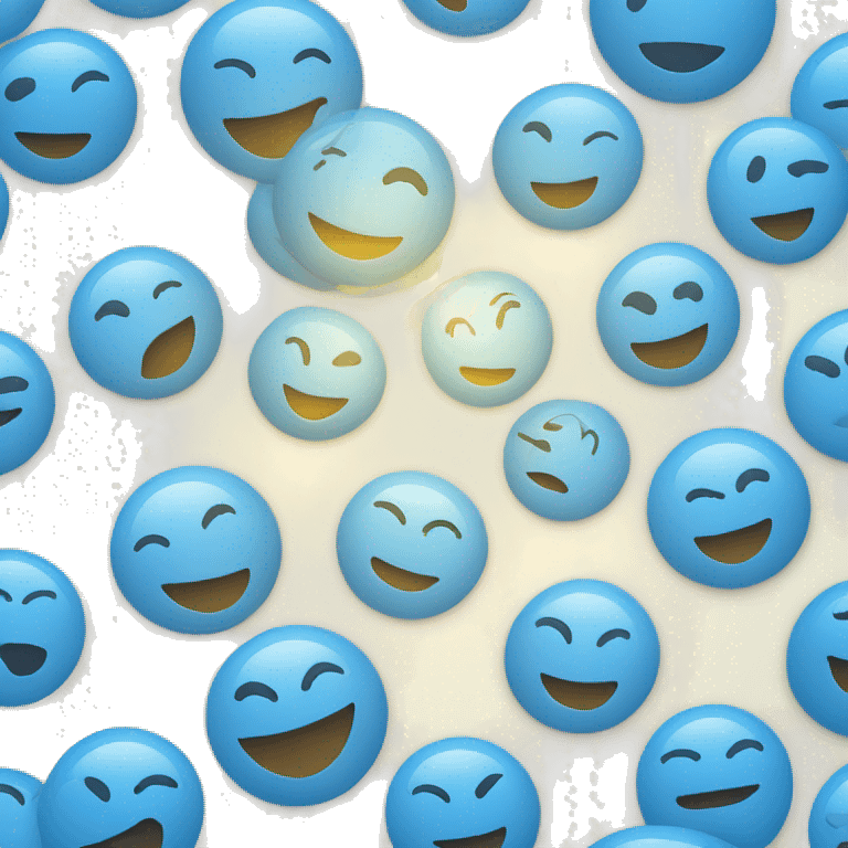 smile happy face .  blue light color . big eye with happy emoji