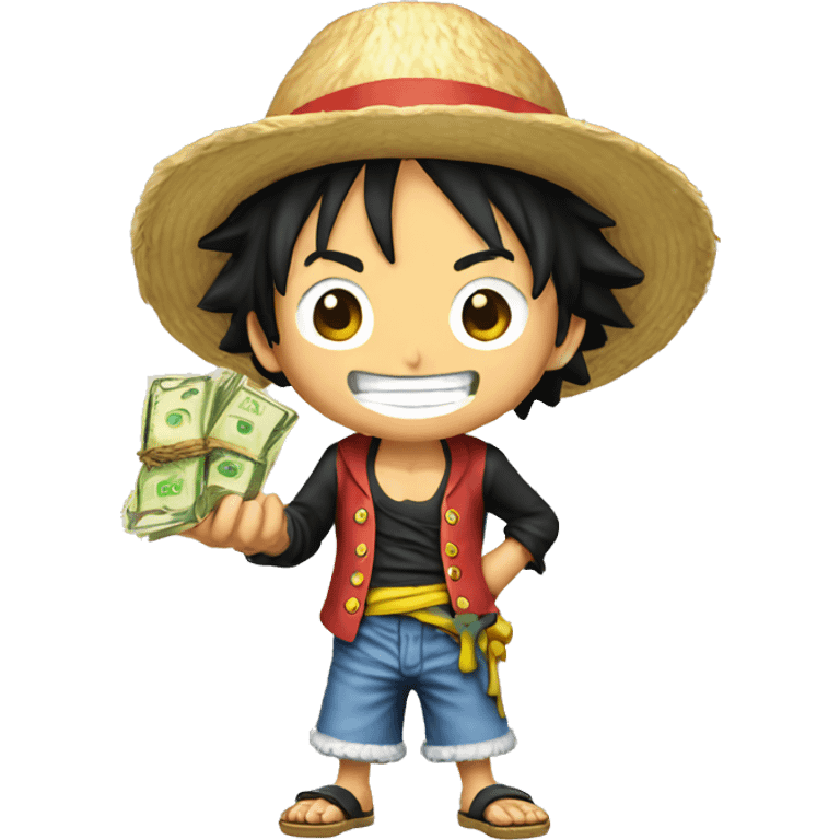 One Piece Ruffy with money in his hand emoji