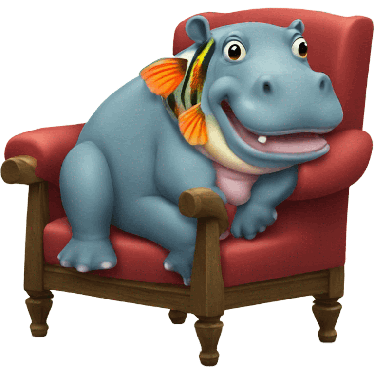 Hippo & trout on a chair emoji