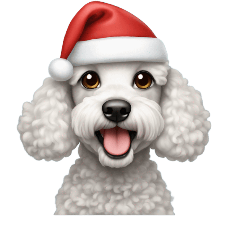 Poodle with a Santa hat emoji