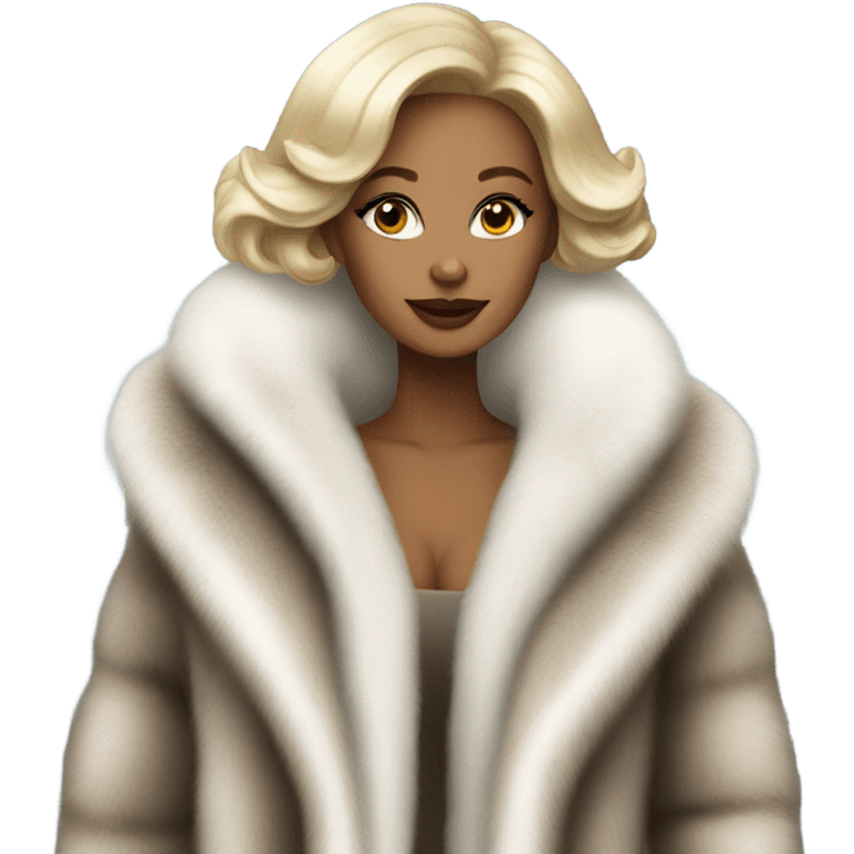 Glamorous white woman wearing a mink coat emoji