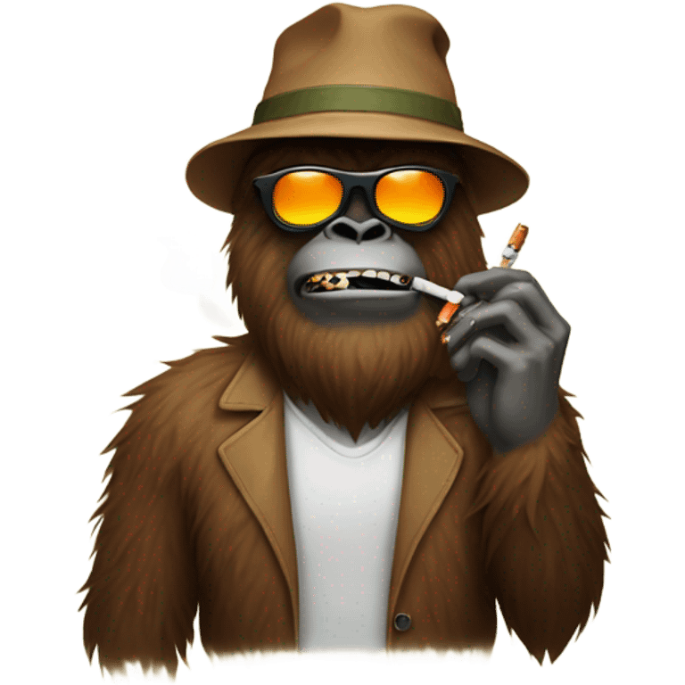 Bigfoot smoking with sunglasses emoji