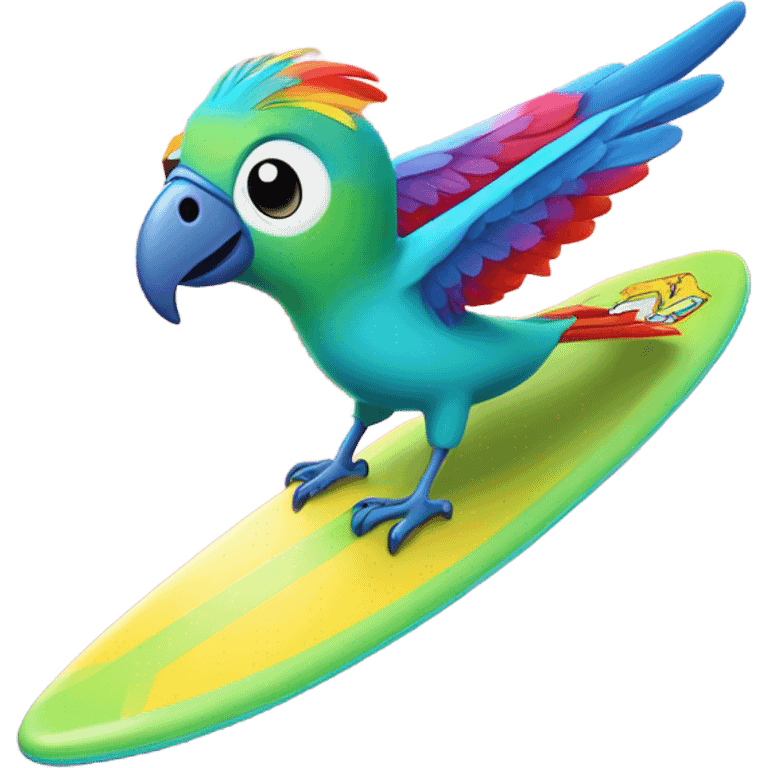 bird riding a surf board emoji