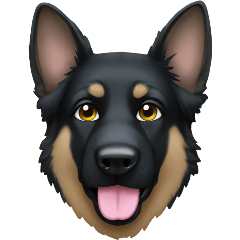 All black German shepherd with glitter frowning emoji