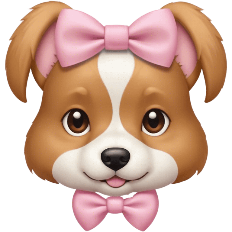 A cute dog with a light pink bow  emoji