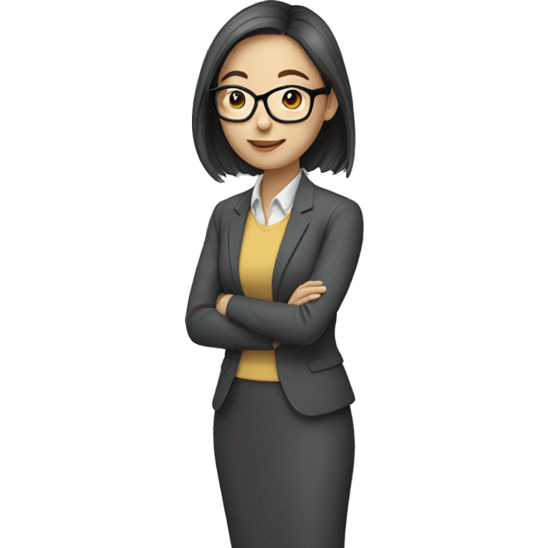 asian female teacher with glasses and long hair emoji