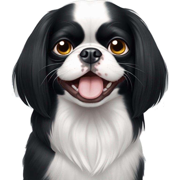 black and white japanese chin with one white eye happy  emoji