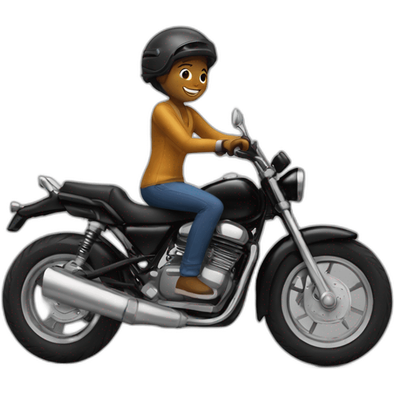 Garçon + fille sur une moto duccati noire emoji