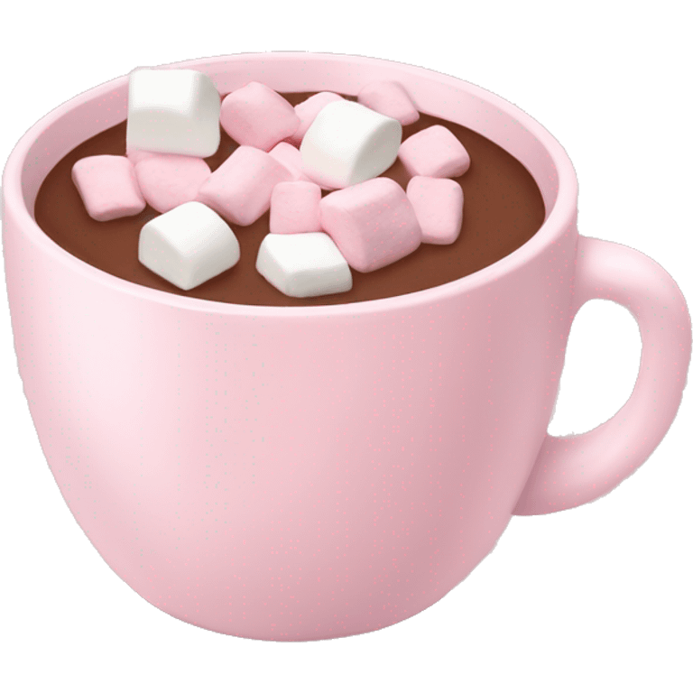 Light Pink mug of hot chocolate with marshmallows  emoji