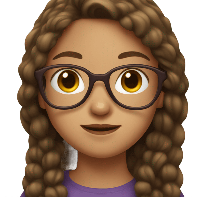 Girl with brown hair wearing heart shaped glasses emoji