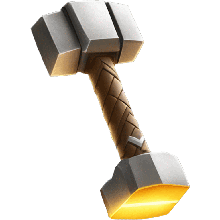 thor hammer with llighting strike but the lightning and the hammer should be golden and glow with a white effect emoji