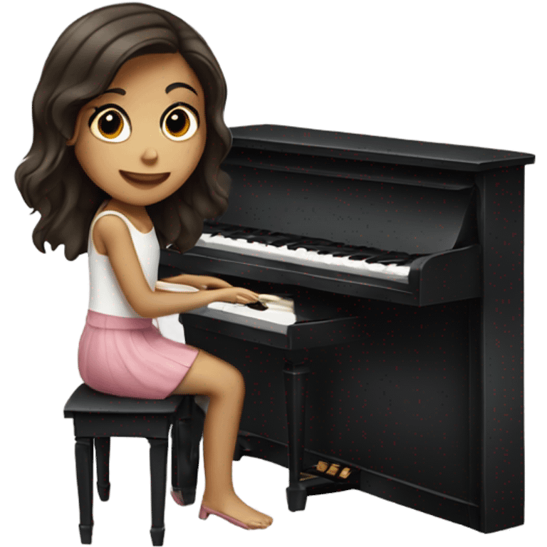 Brunette girl playing the piano emoji