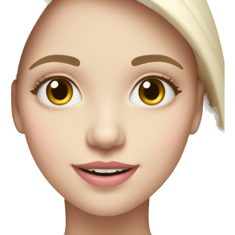 slavic girl with smile, white skin and pink light lips emoji