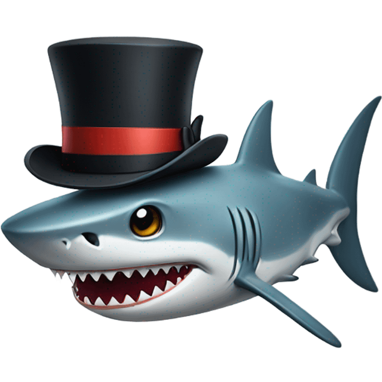 Shark with a top hat emoji