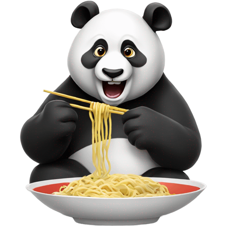 Hungry panda eating noodles  emoji