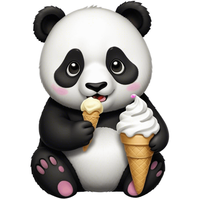 Panda eating ice cream emoji