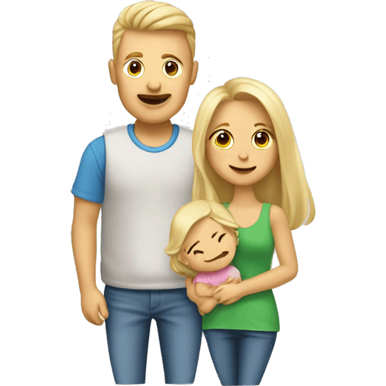 Familie, Mutter (braune Haare) Vater (blonde Haare), Baby emoji