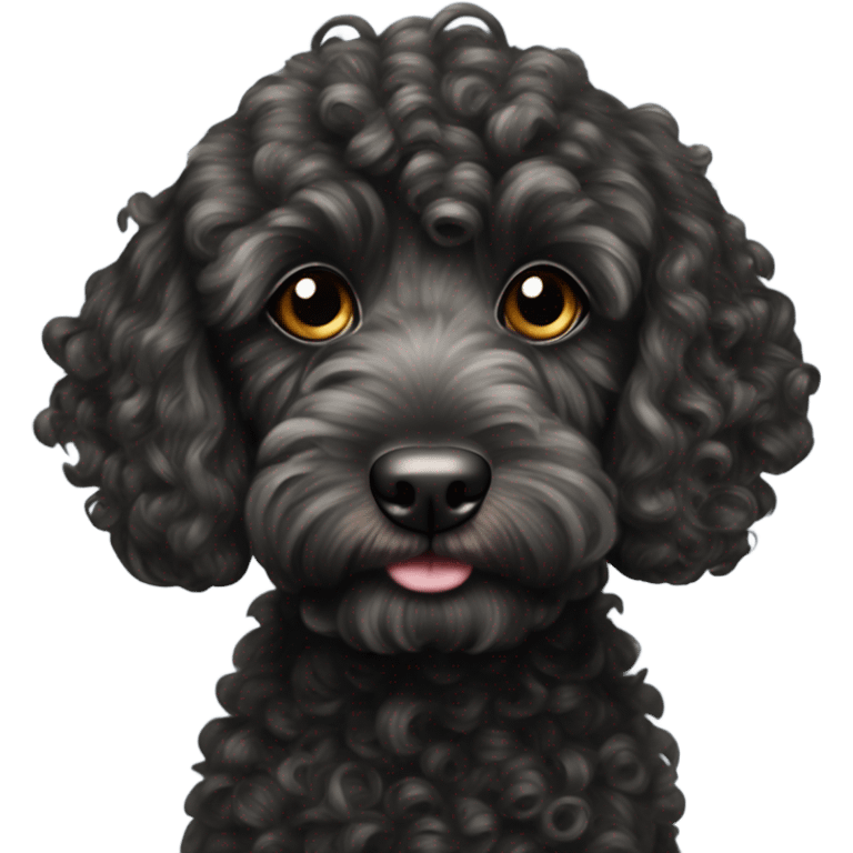 Black curly cockapoo with a wire stripe  emoji