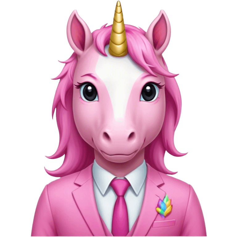 office worker unicorn in all pink suit emoji