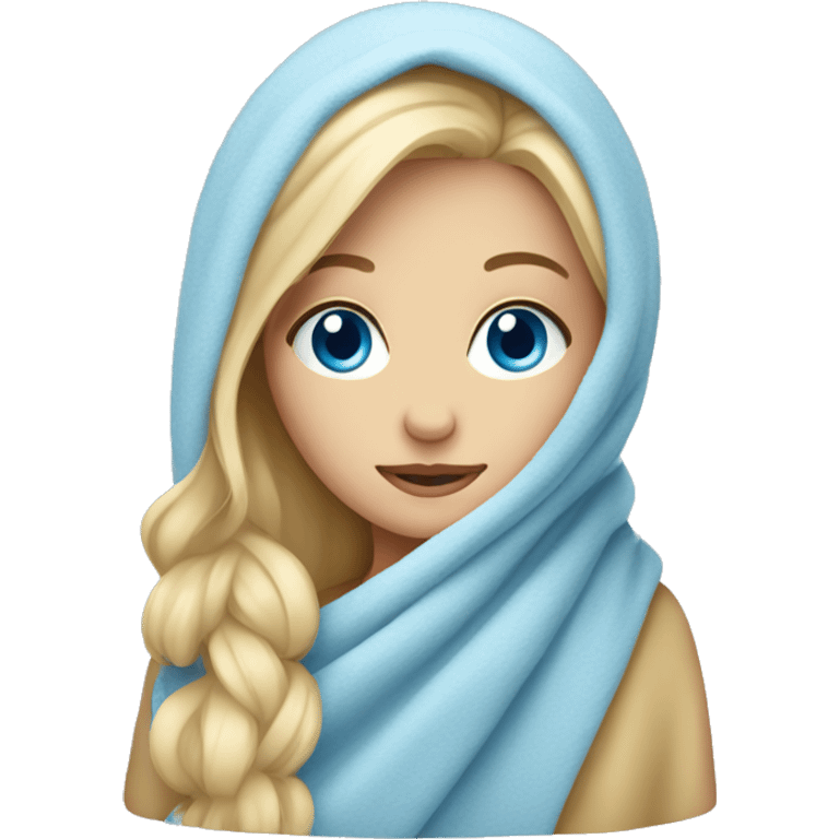 Blonde girl with blue eyes wrapped in blanket  emoji