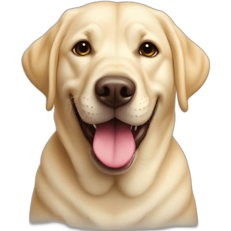 Light yellow English Labrador retriever big tongue chubby face happy emoji