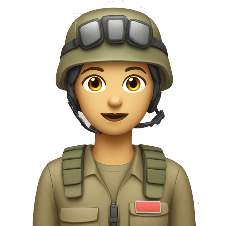 operator dressed in khaki color with a milatary helmet, without glasses, without headset, preferably female white emoji