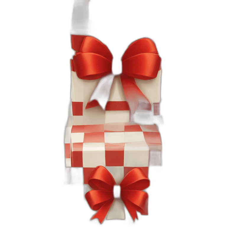 a red and white checkered christmas gift box emoji