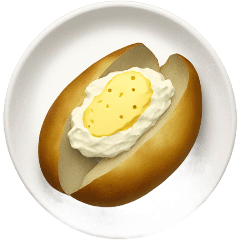 Plate of Baked potato with butter and salt emoji