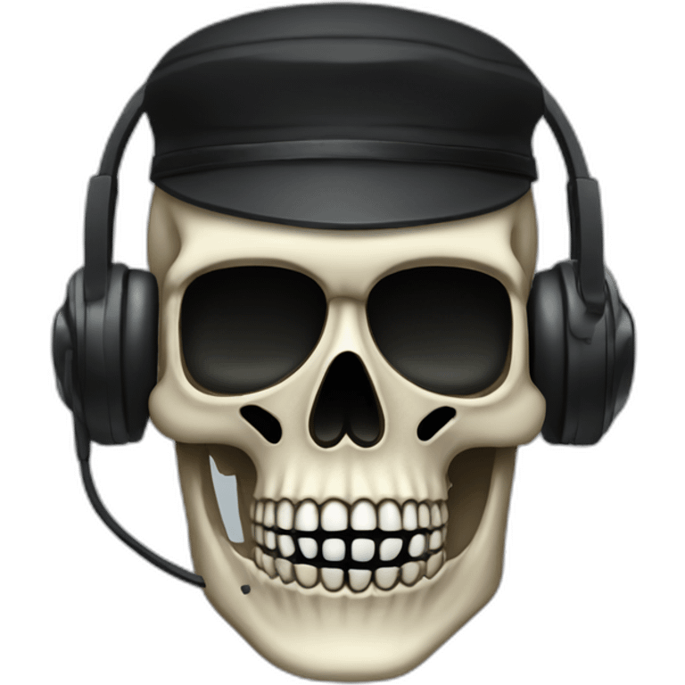 Military Skeleton mask with a long black mask underneath it and headset with a microphone emoji