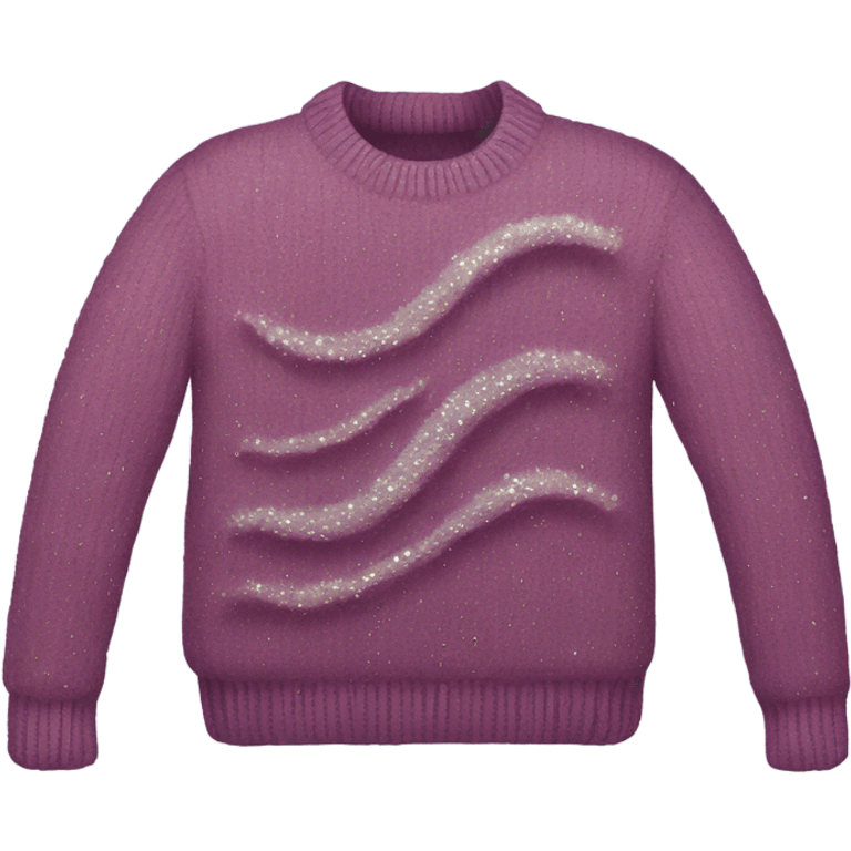 Knit sweater with water wave glittery design emoji