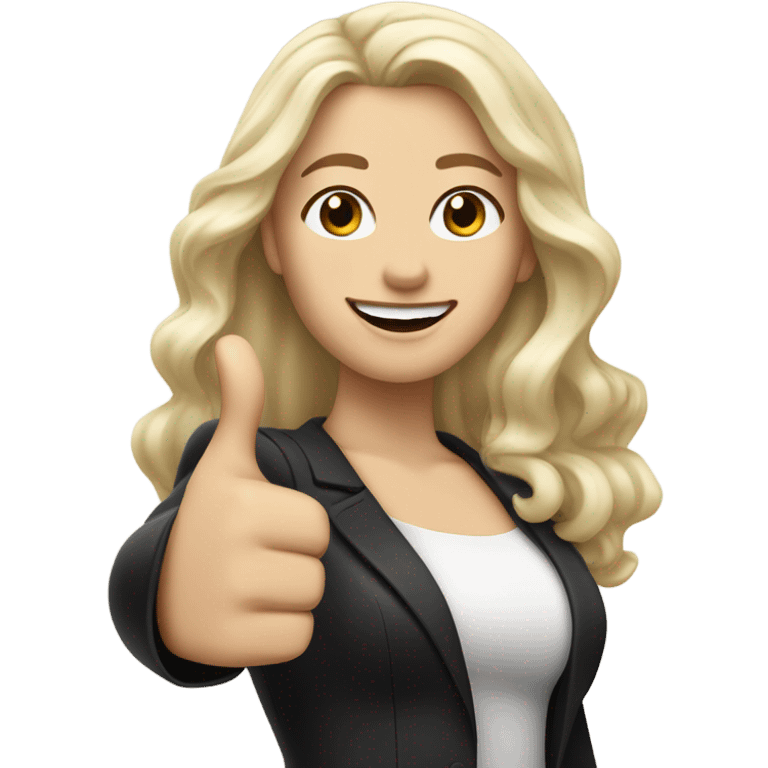 Woman, white skin, pale skin, long black hair, blonde hair, wavy hair, thumbs up emoji