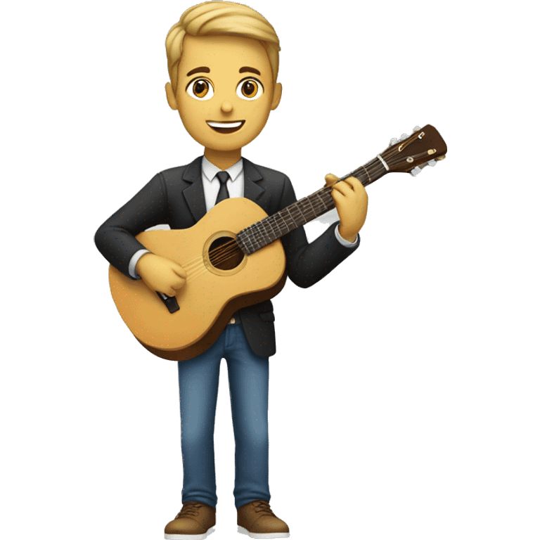 Young man teacher with guitar  emoji