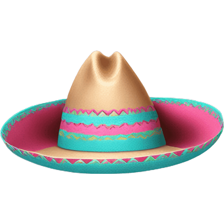 Realistic isolated pink and turquoise  sombrero  emoji