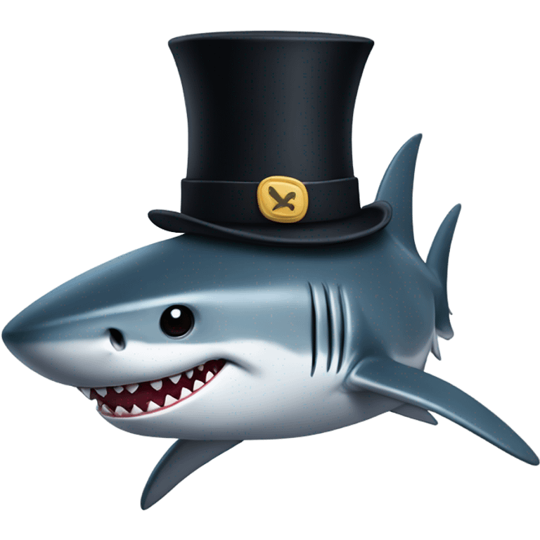 Shark with a top hat emoji