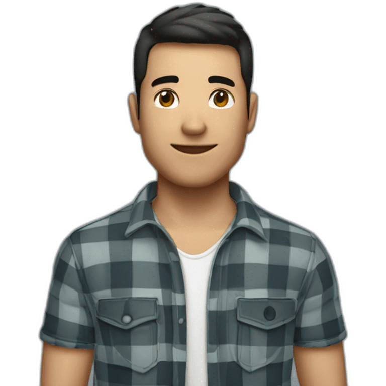 a moreno man wearing a casual outfit of jeans and checkered shirt emoji