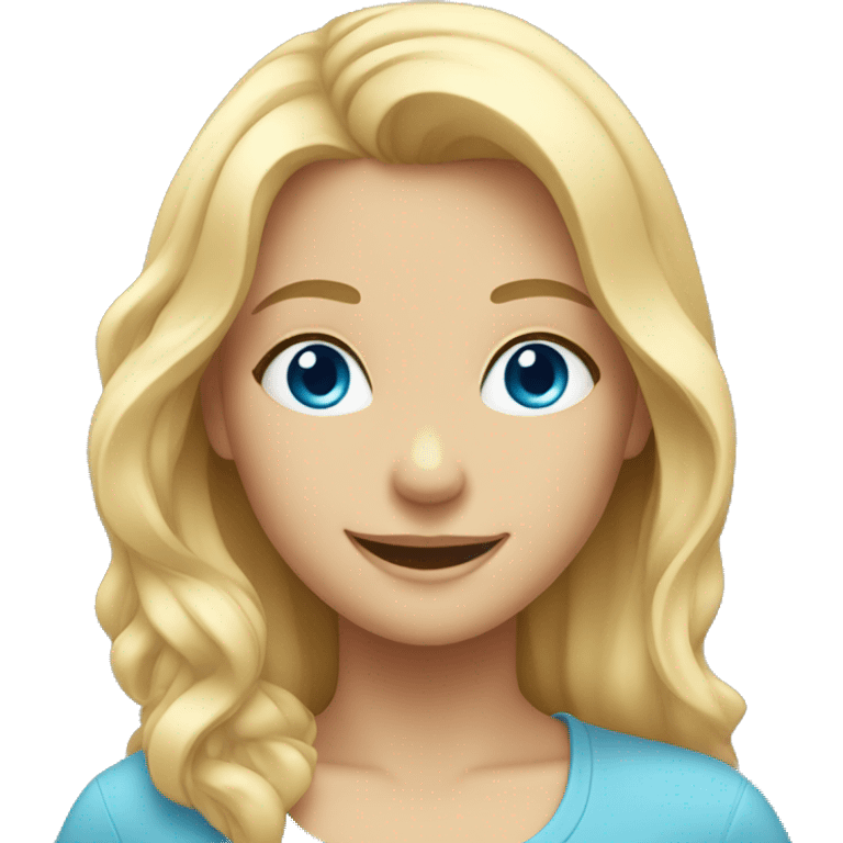 smiling girl with blonde hair blue eyes emoji