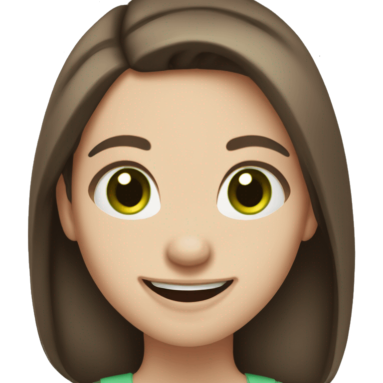 medium brown hair green eyes pale skin woman laughing nervously emoji