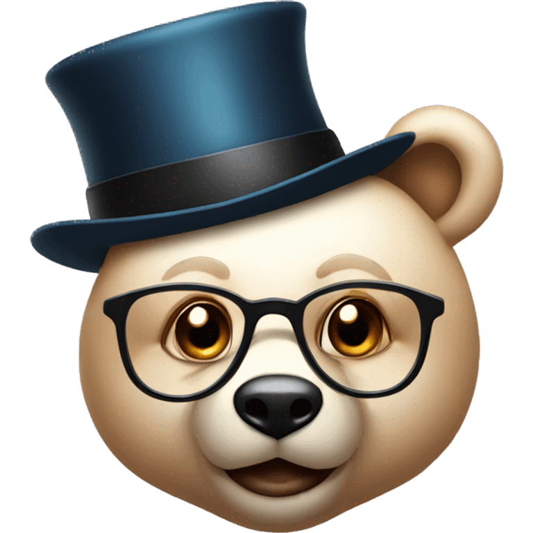 Bear face with glasses and a magician hat emoji