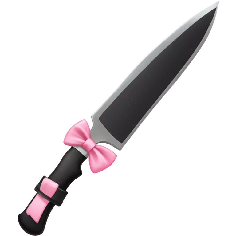 Black knife with cute light pink bow on handle cute emoji