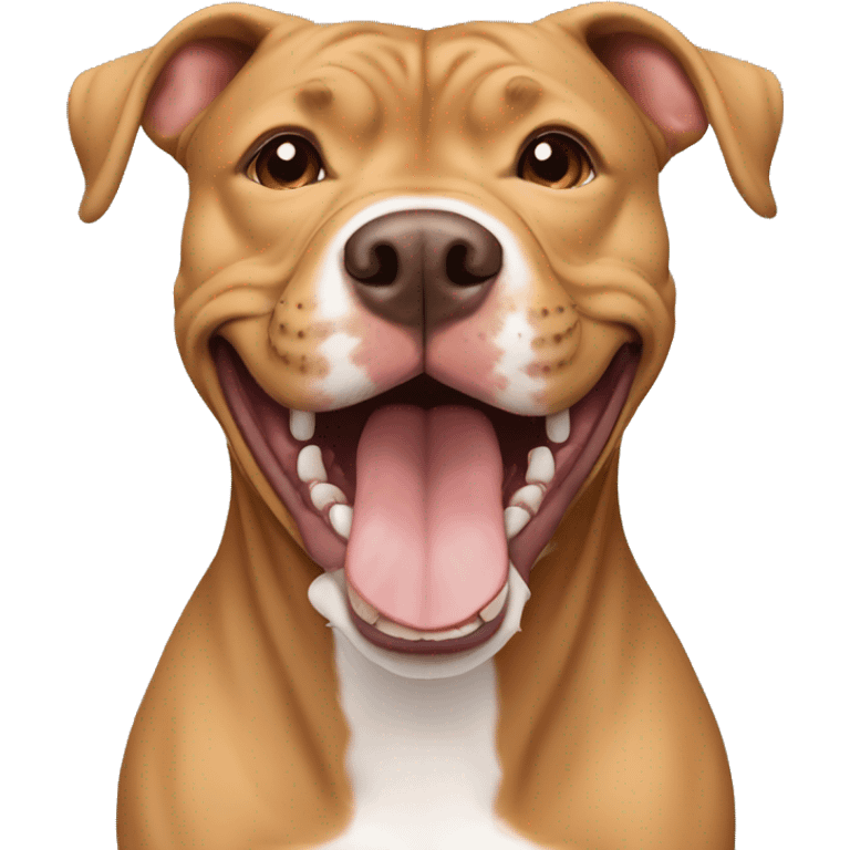 light brown american pitbull terrier, smiling, without white spot emoji