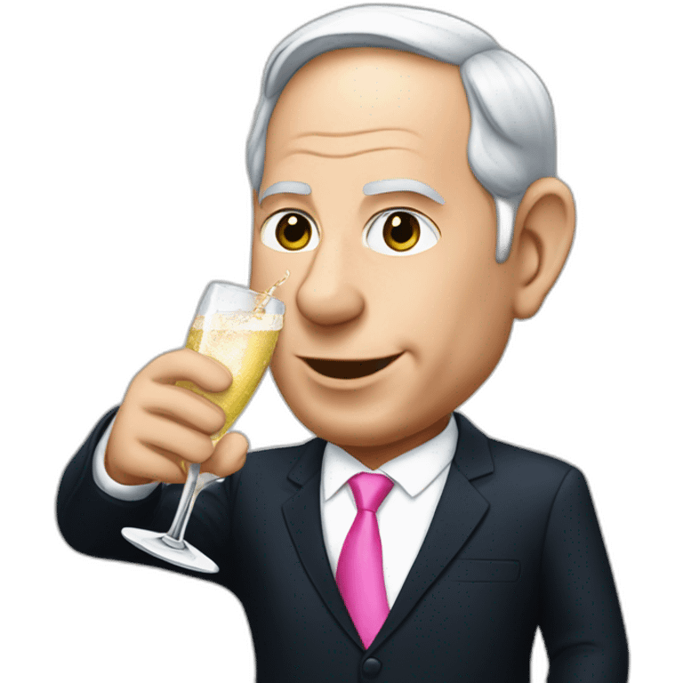 Netanyahu drinking pink champagne emoji