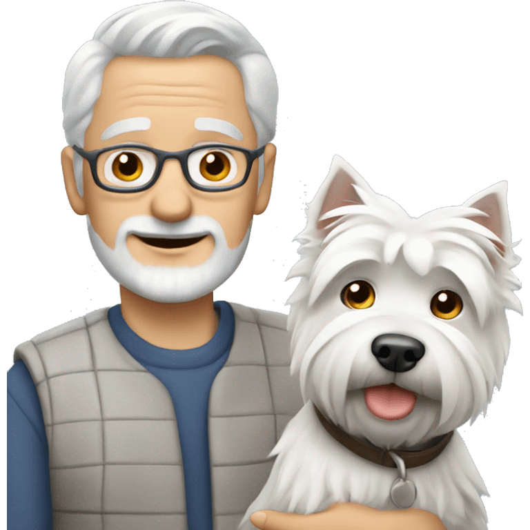 grey haired man with west highland terrier emoji