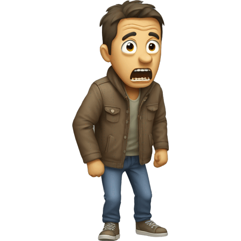 Man with ragged clothes yelling in horror emoji