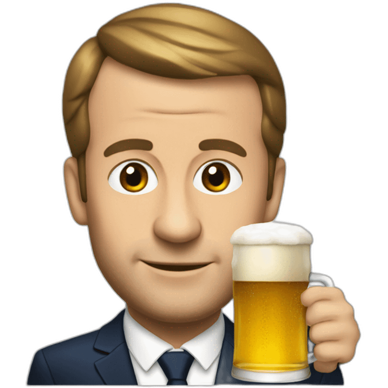 Macron wirh beer emoji