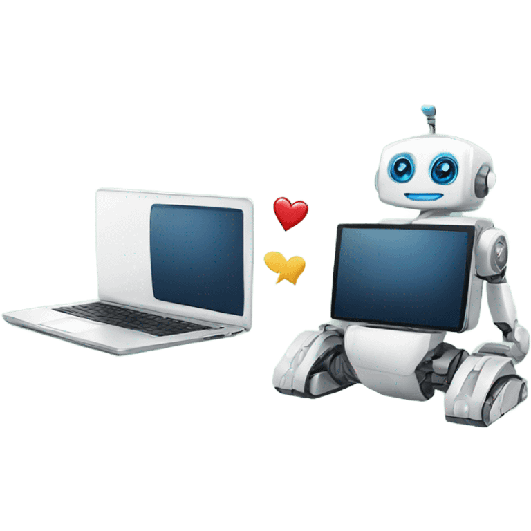 laptop and cute robot emoji