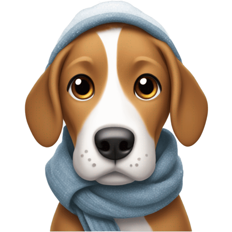 Beagle in Alaska, with winter clothing emoji